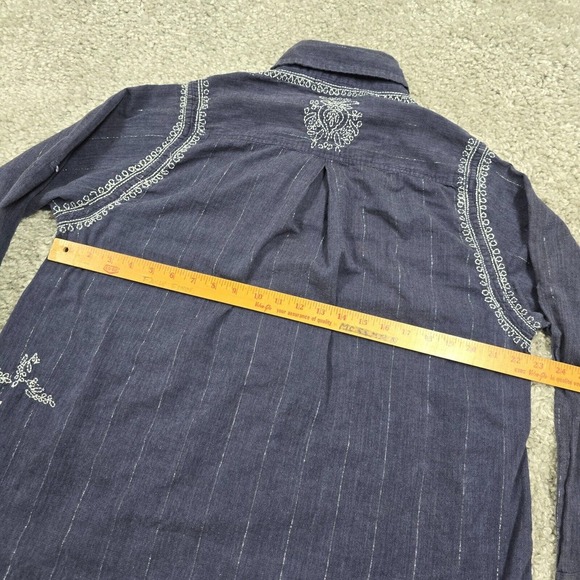 Fresh Produce Top Womens XL/XXL Blue Long Sleeve Pullover Embroidered Boho - Picture 10 of 13